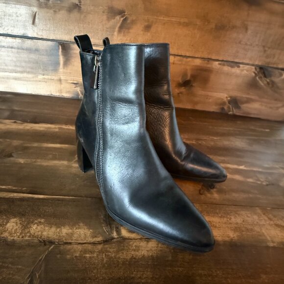 Zara pointy toe zip ankle boots, black, size 6 - Picture 3 of 4